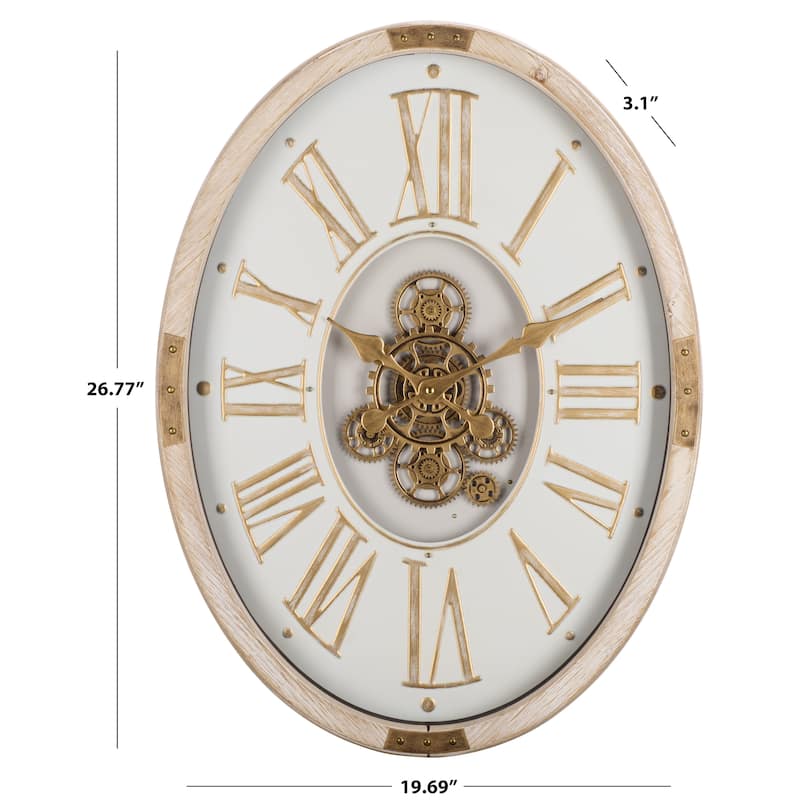 SEI Furniture Whitcomb Roman Gear Wall Clock - 27"W x 3"D x 20"H