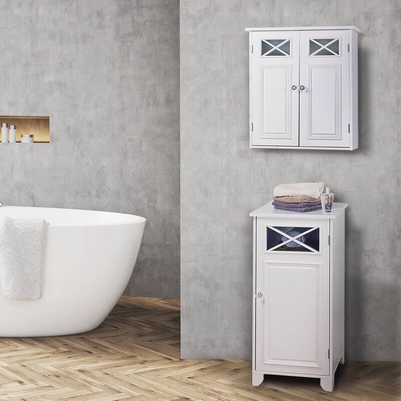 Teamson Home Dawson Removable Two-Door Wall Cabinet, White - 7"L x 20"W x 24"H