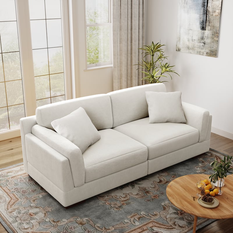 90.2"W Corduroy Upholstered Living Room Sofa