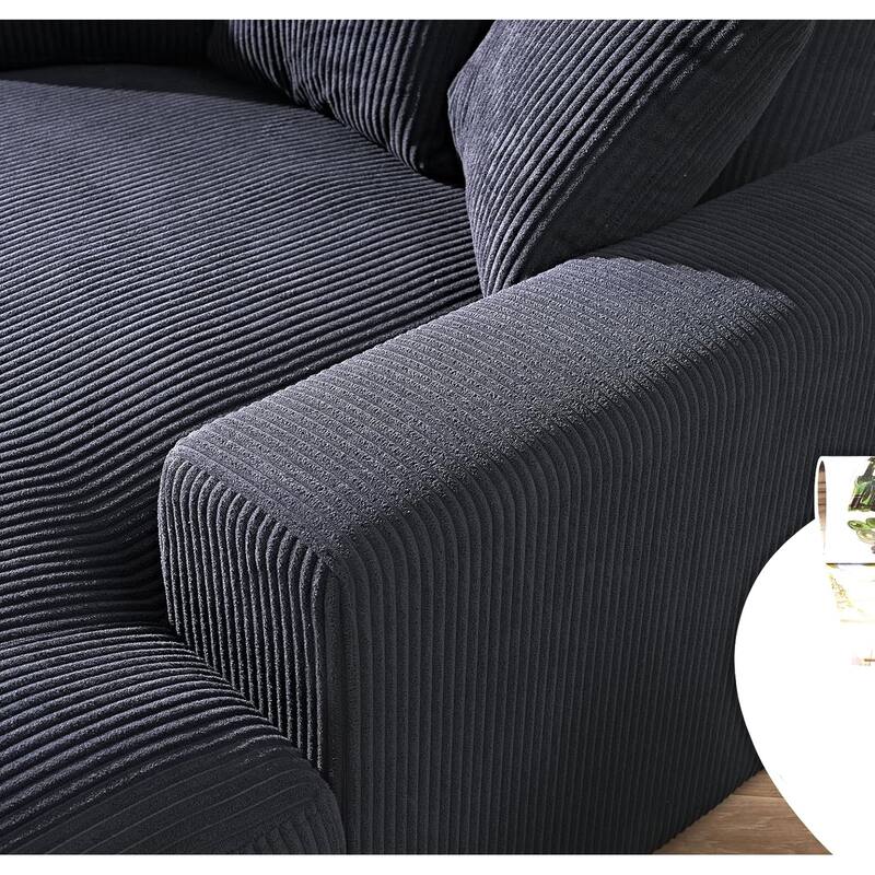 Upholstered in Soft Corduroy Fabric with Removable Cushions, Sofa for Living Room and Bedroom