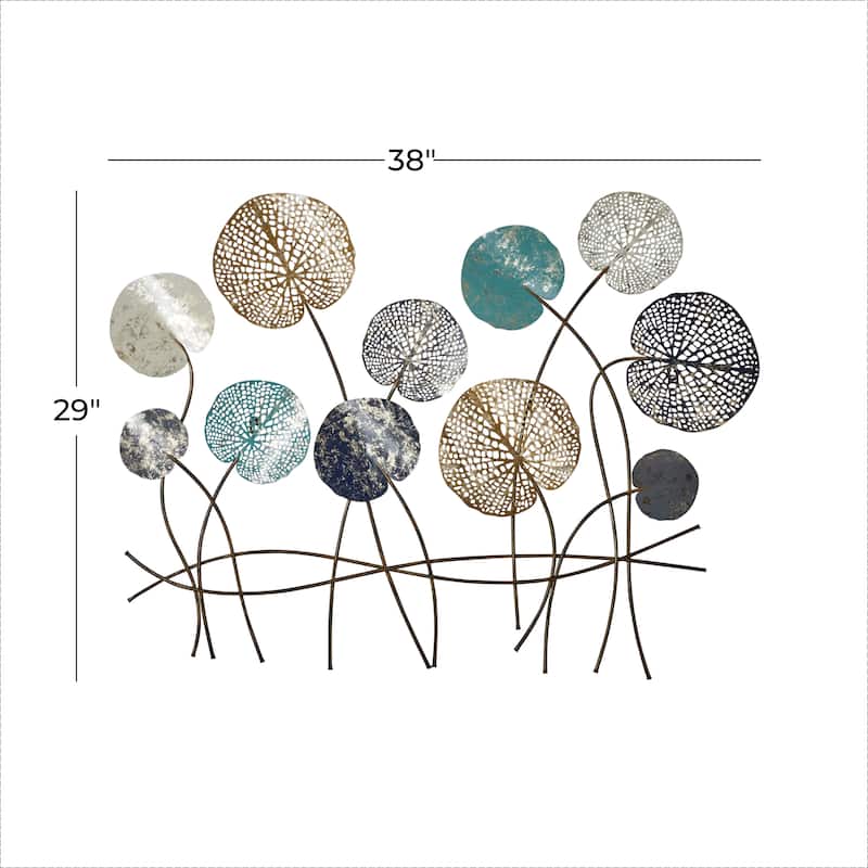 Metal Floral Cutout Wall Decor with Gold Foil Accents - Blue - Roche River Decor