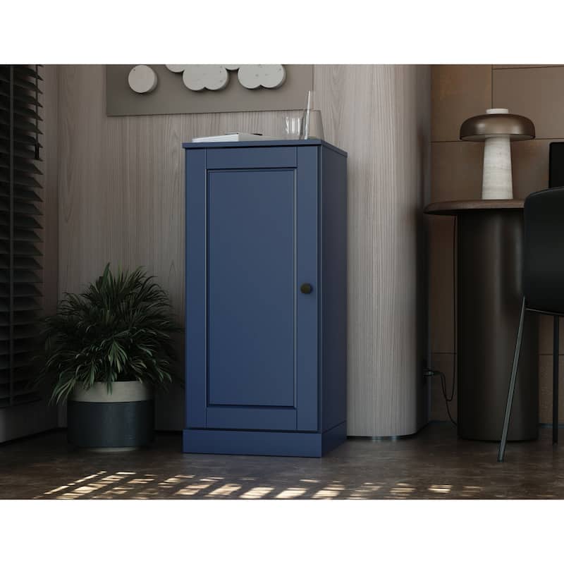 Palace Imports 100% Solid Wood 3-Shelf Bookcase with Raised Panel Door and Adjustable Shelves - Navy