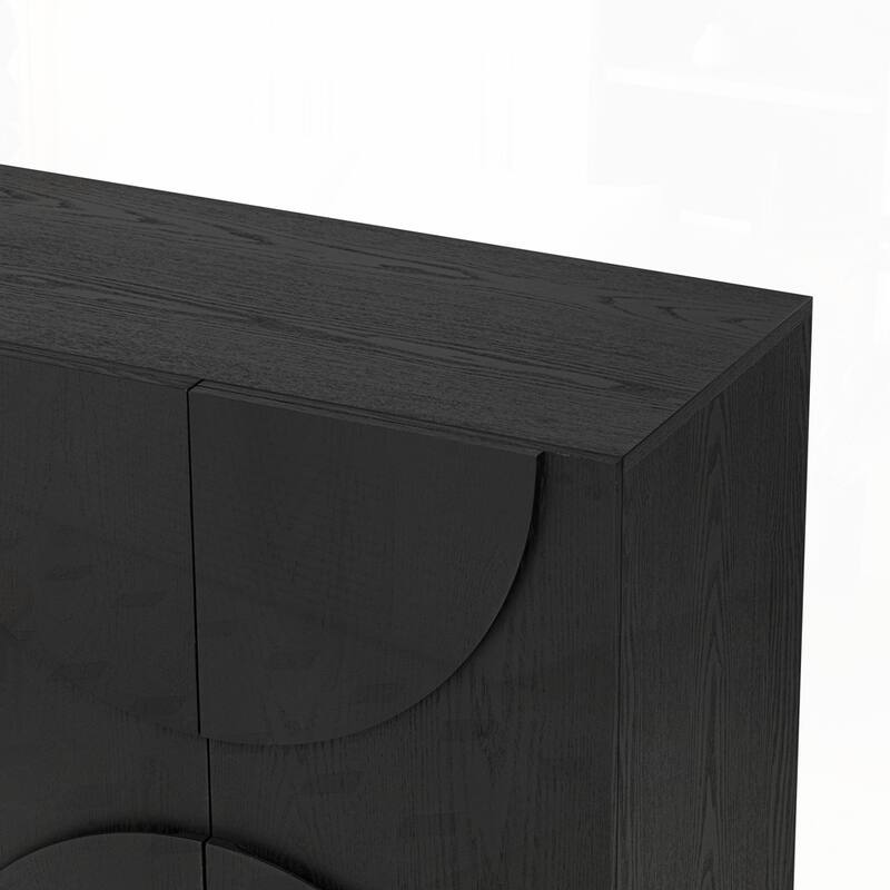 Wood Sideboard Cabinet with Semi-Circular Handles and Adjustable Shelves