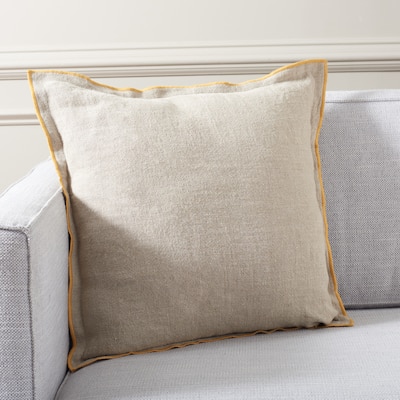 SAFAVIEH Home Amal 20-inch Natural/Mustard Decorative Pillow