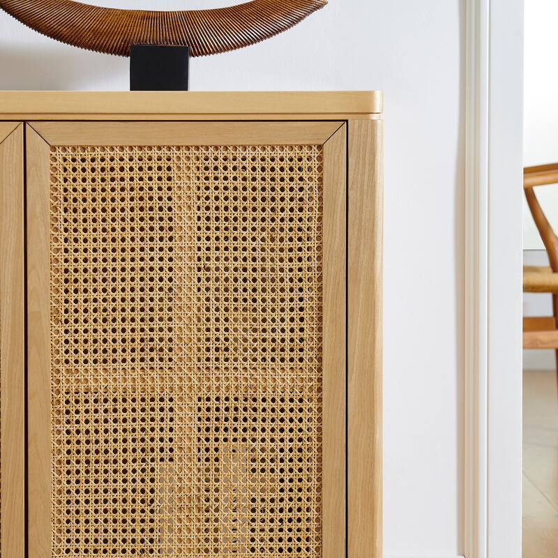 Rossetta 2-Door Mid Century Retro Modern Rattan Sideboard Buffet Cabinet