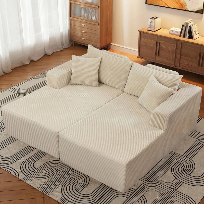WINSOON 74''x69'' Plush Modular Sectional Sofa with Pillows - Beige