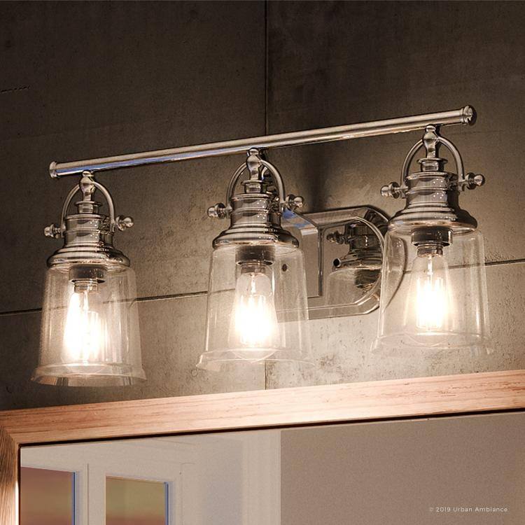 Luxury Industrial Bathroom Vanity Light, 9.5"H x 23"W, with Vintage Style, Polished Chrome Finish by Urban Ambiance
