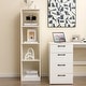 preview thumbnail 7 of 6, White Engineered Wood Space-Saving Narrow 5-Tier White Bookcase with 4 Cubes Storage Shelf - 15" x 13" x 56" (L x W x H)