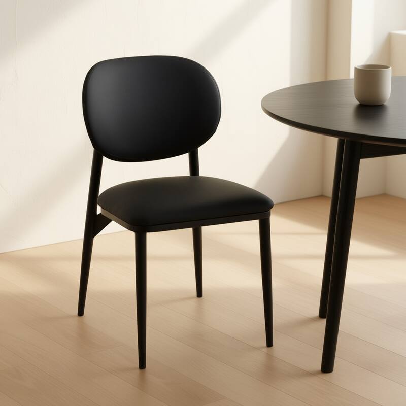 Modern Faux Leather and Metal Dining Chair, Set of 4