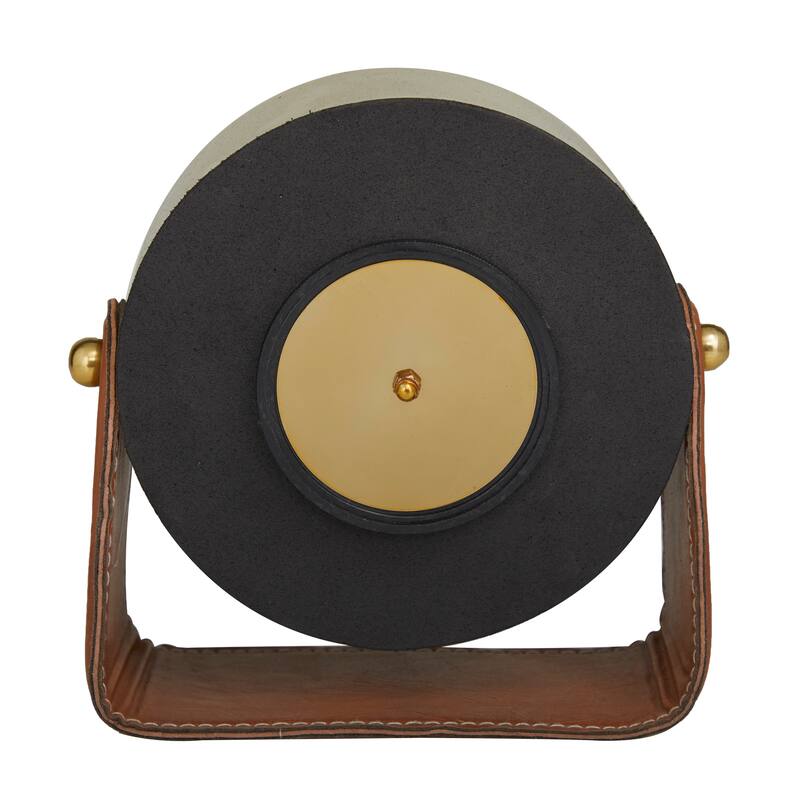 Silver or Gold Stainless Steel Metal Decorative Clock with Leather Stand