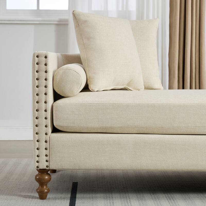 75.2" W Upholstered Chaise Lounge Chair,Modern Sofa Couch with Pillows