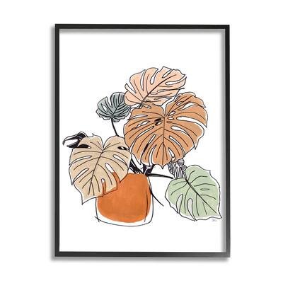 Stupell Playful Monstera Leaves Tropical House Plant Framed Wall Art