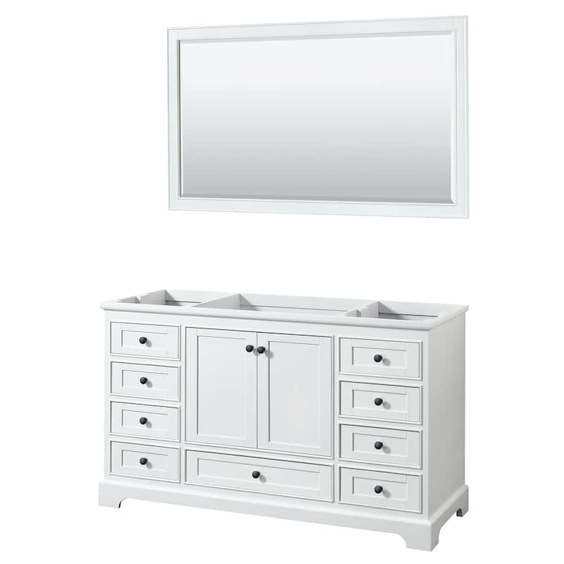 Deborah 60-inch Single Bathroom Vanity, 58-inch Mirror - White, Black Trim, No Top