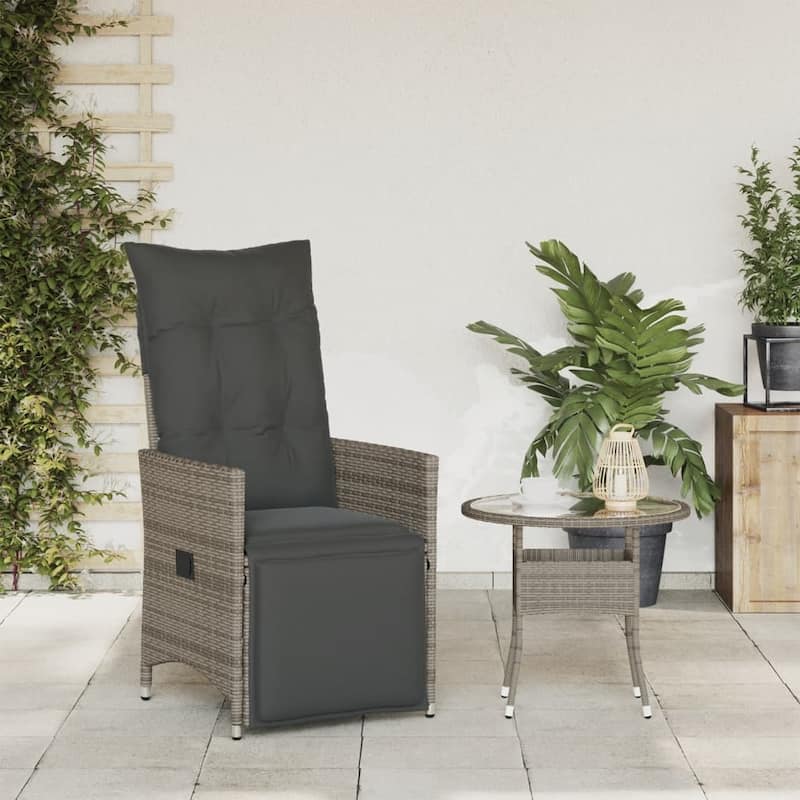 vidaXL Reclining Patio Chairs with Cushions Armchair Outdoor Seating Poly Rattan