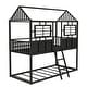 preview thumbnail 7 of 7, Black Metal Low Bunk Bed with Fence-shaped Guardrail