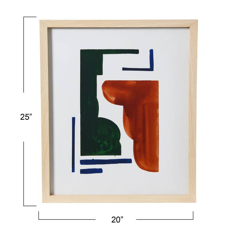 Abstract Geometric Print with Solid Wood Frame and Glass Cover