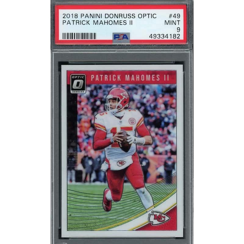 Patrick Mahomes II 2018 Panini Donruss Optic Football Card #49 Graded PSA 9 - 8'6" x 11'6"