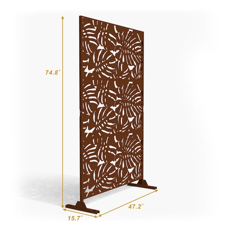 Outdoor Privacy Screen with Stand for Patio Garden Metal Fence
