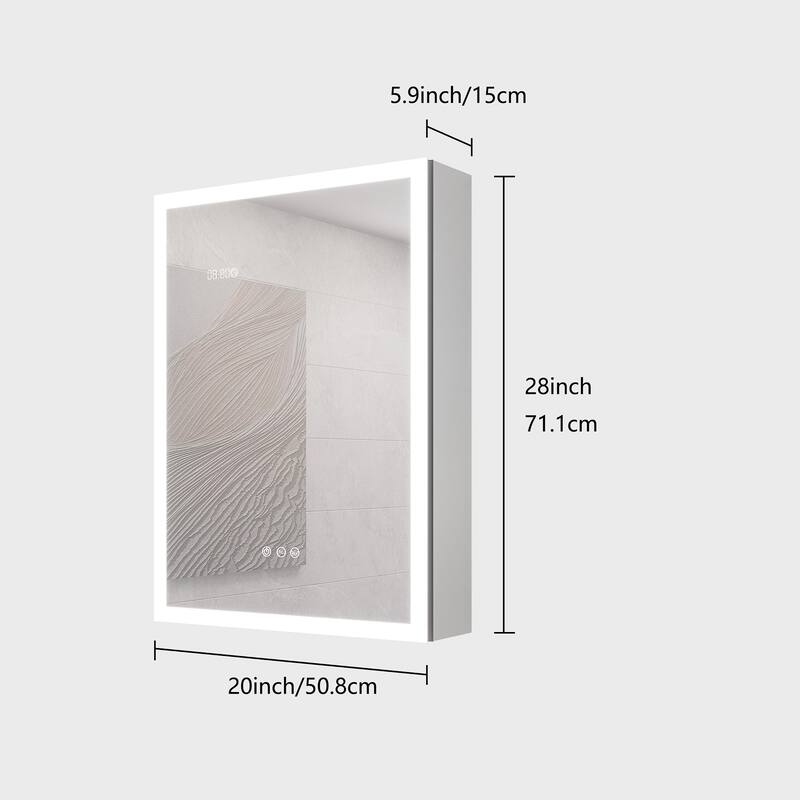 LED Medicine Cabinet with Mirror,Lighted Medicine Cabinet with Defogger, Dimmer,Surface Mount