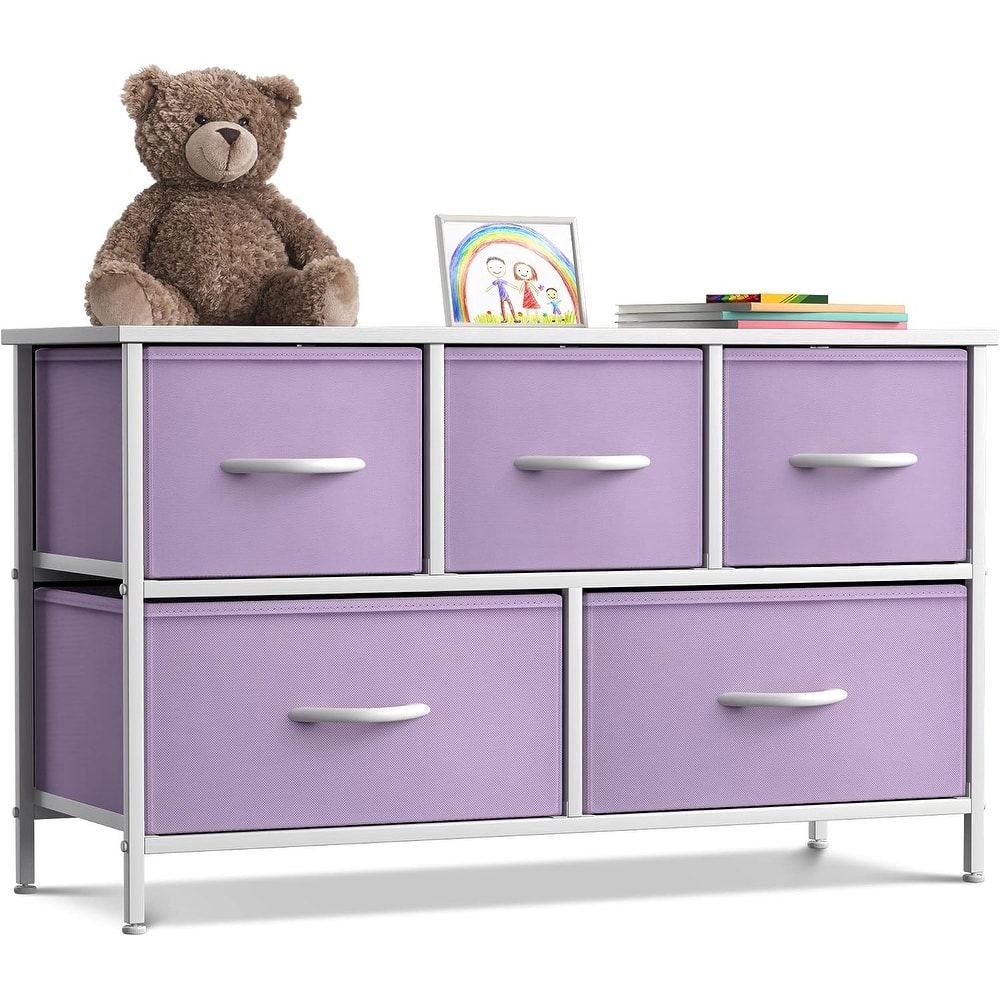 Dresser w/ 5 Drawers Furniture Storage Chest for Home, Bedroom