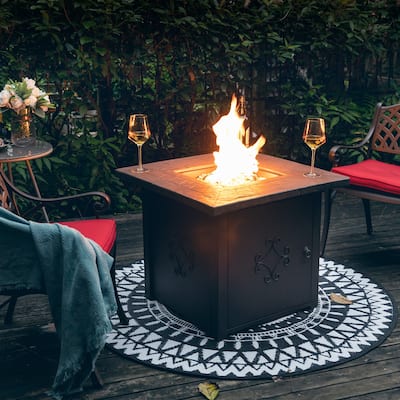 NUU GARDEN MGO Tabletop Square Fire Pit Table with Cover
