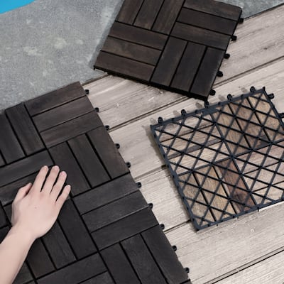 1 ft. x 1 ft. Acacia Wood Outdoor Patio Interlocking Deck Tiles-10 PCS