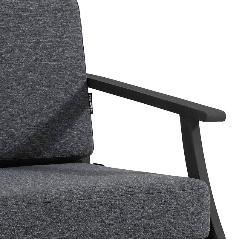 2 Set Patio Teak Wood Outdoor Chair and Side Table Set with Cushions