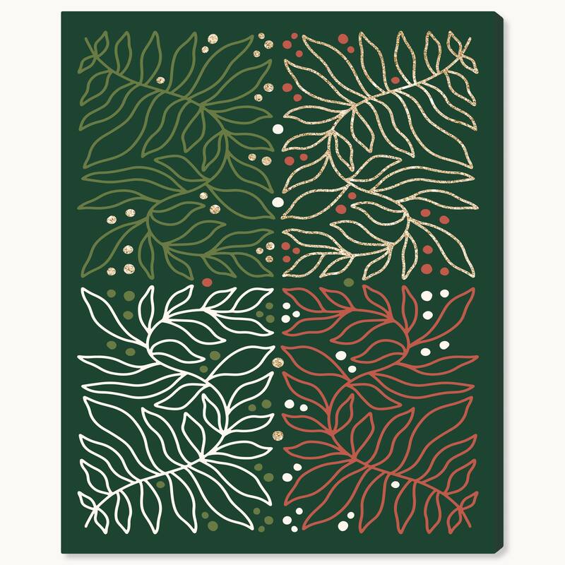 Wynwood Studio Canvas Floral and Botanical Wrapping Gift Paper Green Glam Wall Art Canvas Print
