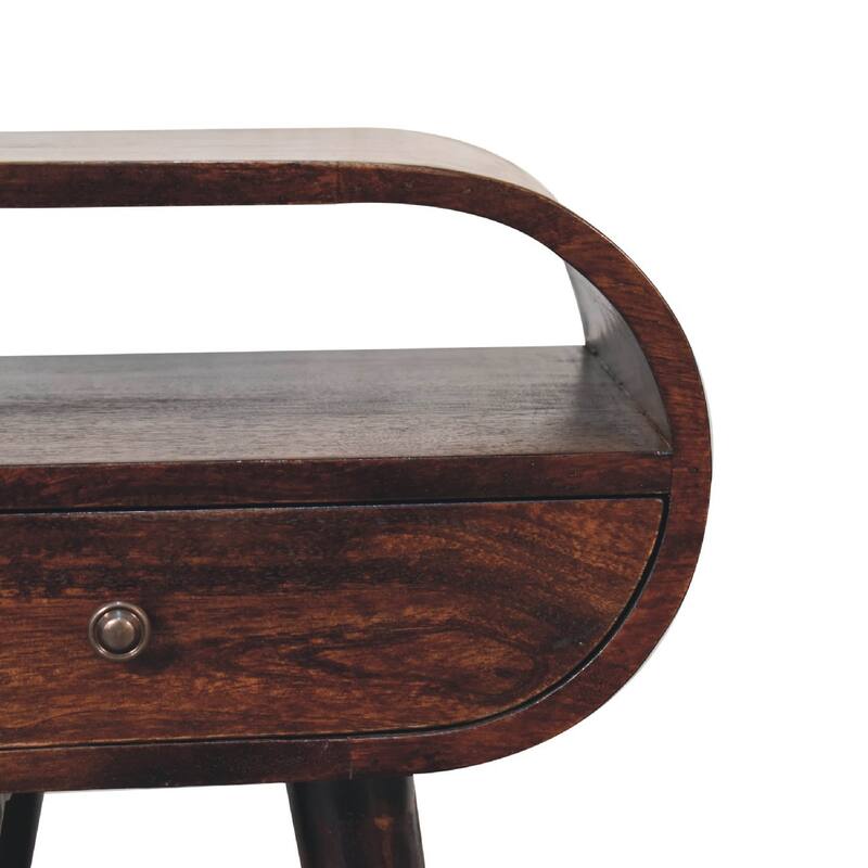 HomeRoots 21" Walnut Solid Wood Oval One Drawer Nightstand