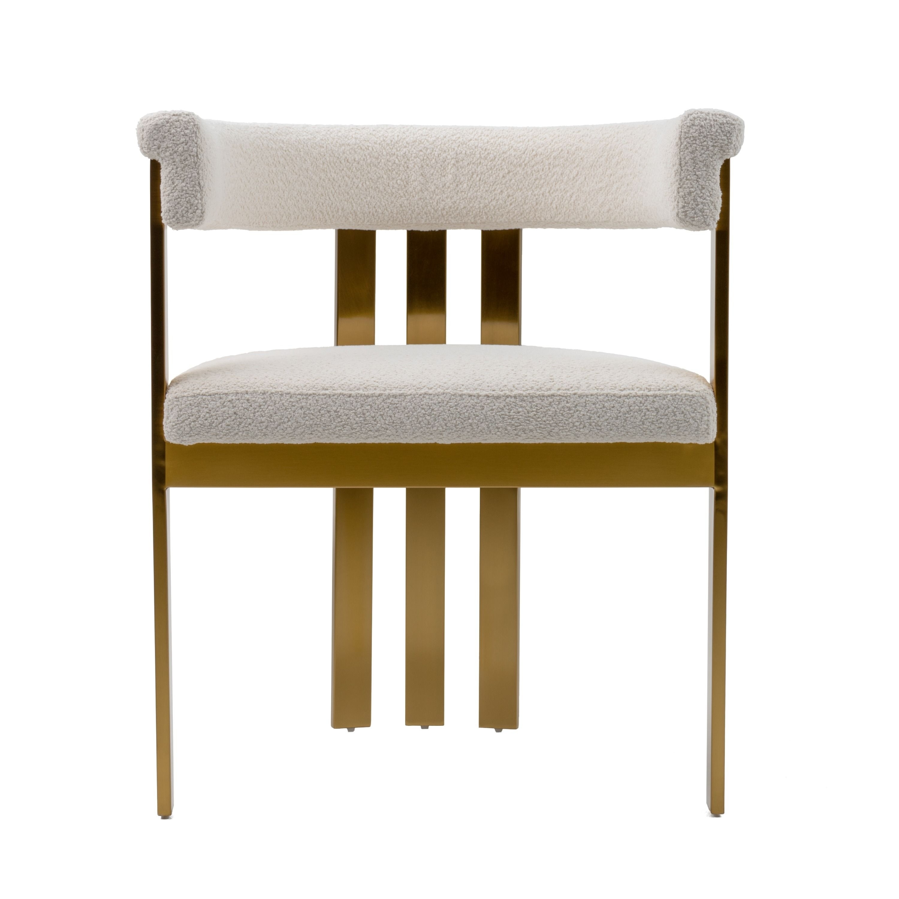 Modrest Pontiac Beige Sherpa & Gold Dining Chair