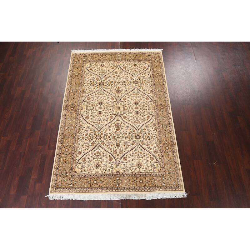 Floral Tabriz Oriental Wool Area Rug Hand-knotted Vegetable Dye Carpet - 6'0" x 9'2"
