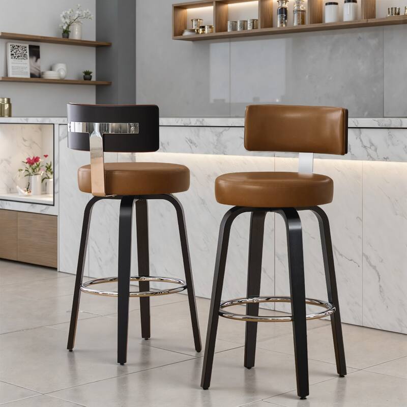 Upholstered Swivel Counter/ Bar Stools with T-Shaped Backrest