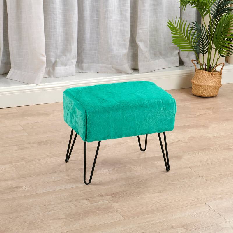 Serenta Solid Color Fauxfur Ottoman