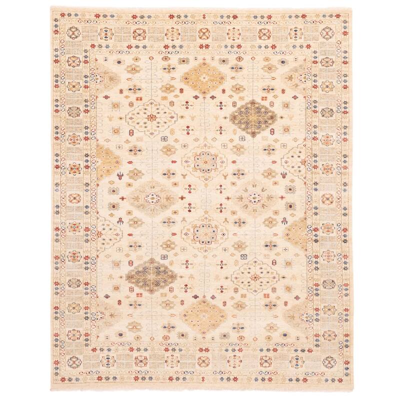ECARPETGALLERY Hand-knotted Jules Sultane Ivory Wool Rug - 8'1 x 9'11