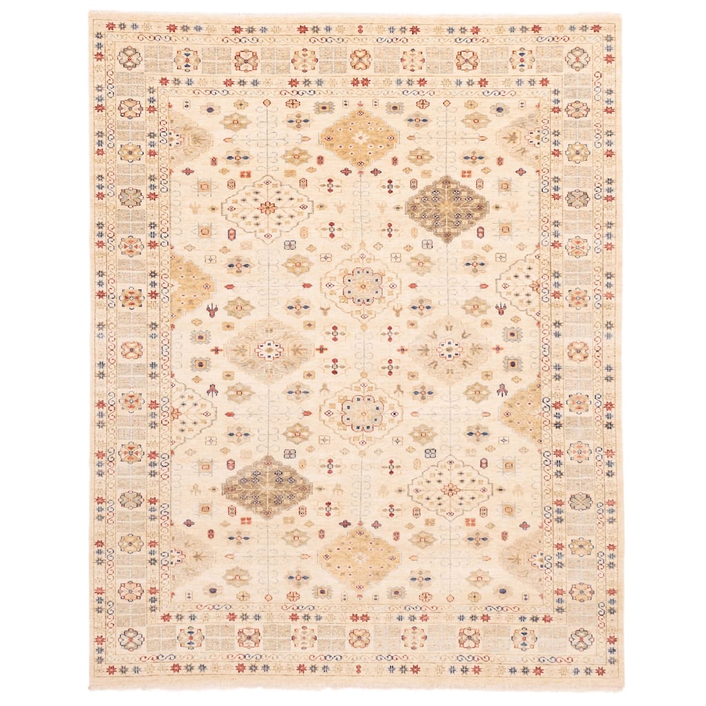 ECARPETGALLERY Hand-knotted Jules Sultane Ivory Wool Rug - 8'1 x 9'11