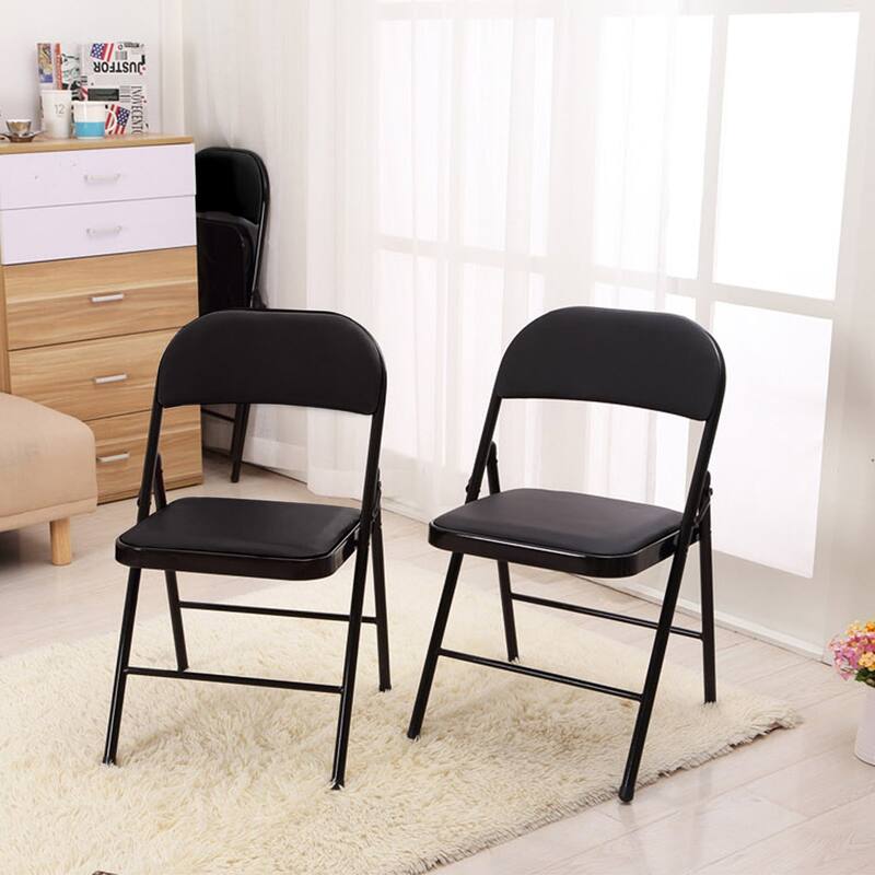 VECELO 4/8 Pack Steel Folding Chairs with Back Support Heavy Duty Indoor Outdoor Event Chairs Space Saving Foldable Chairs