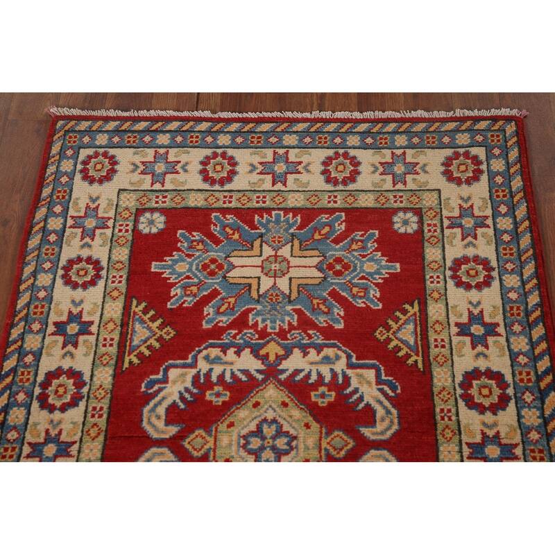 Traditional Red Kazak Accent Rug Hand-Knotted Wool Carpet - 2'8" x 4'1"