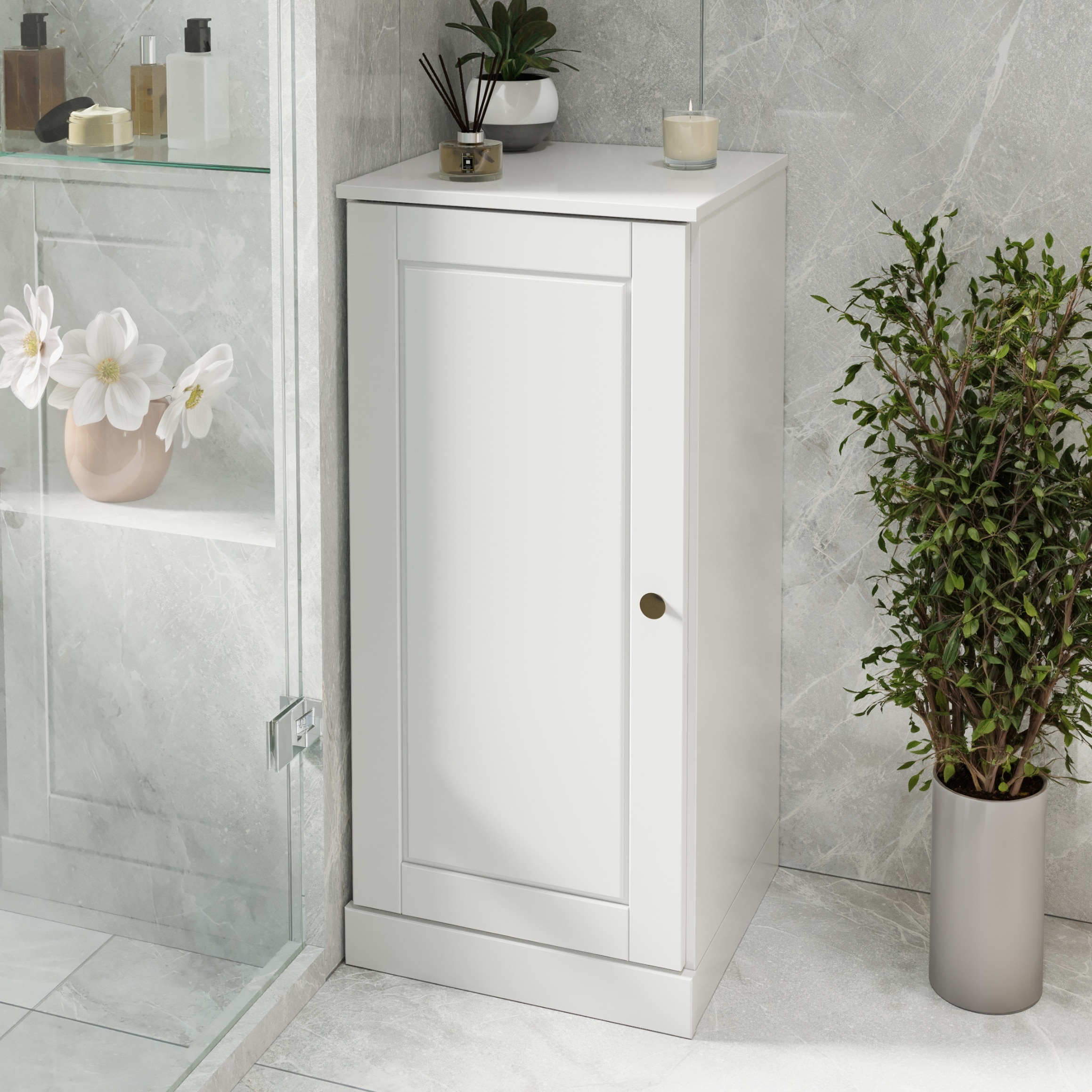Palace Imports 100% Solid Wood Bathroom Storage Cabinet, Adjustable Shelves, 16.5" Wide, 35.75" Tall