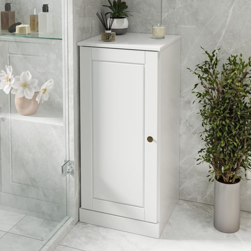 100% Solid Wood 16.5" Bathroom Cabinet with Optional Doors by Palace Imports - White - Solid