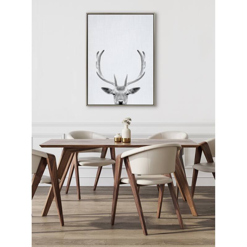 Kate and Laurel Sylvie Deer Portrait Framed Canvas by Simon Te Tai