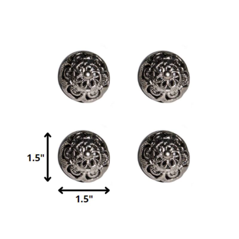 Set of 12 Decorative Round Ceramic Drawer Pulls with Silver Backplate for Kitchen and Living Room - 1.5” x 1.5” x 1.5”