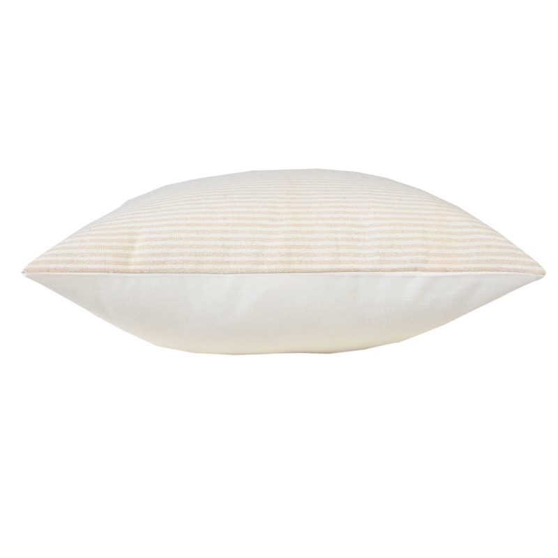HomeRoots 20" X 20" Beige And White 100% Cotton Striped Zippered Pillow