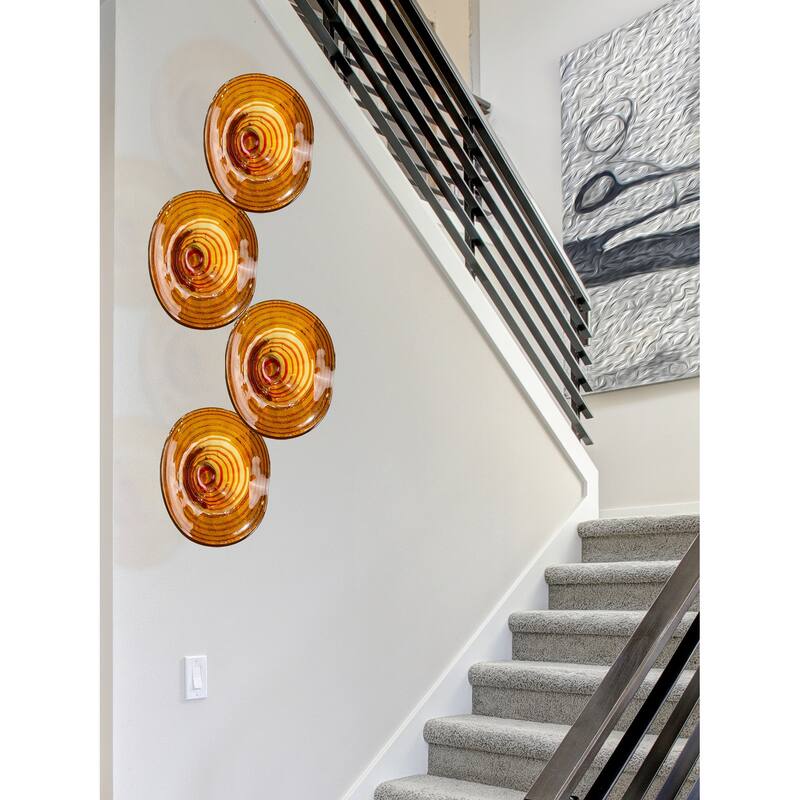 12" Round Hand Blown Glass Wall Art Decoration