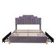 preview thumbnail 22 of 25, Queen Size Velvet Upholstered Platform Bed with 4 Drawers and 16 Colors and 4 Patterns RGB Lights, Irregular Metal Bed Legs