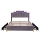 preview thumbnail 19 of 39, Queen Velvet Platform Bed with RGB Lights & 4 Drawers - Modern Design