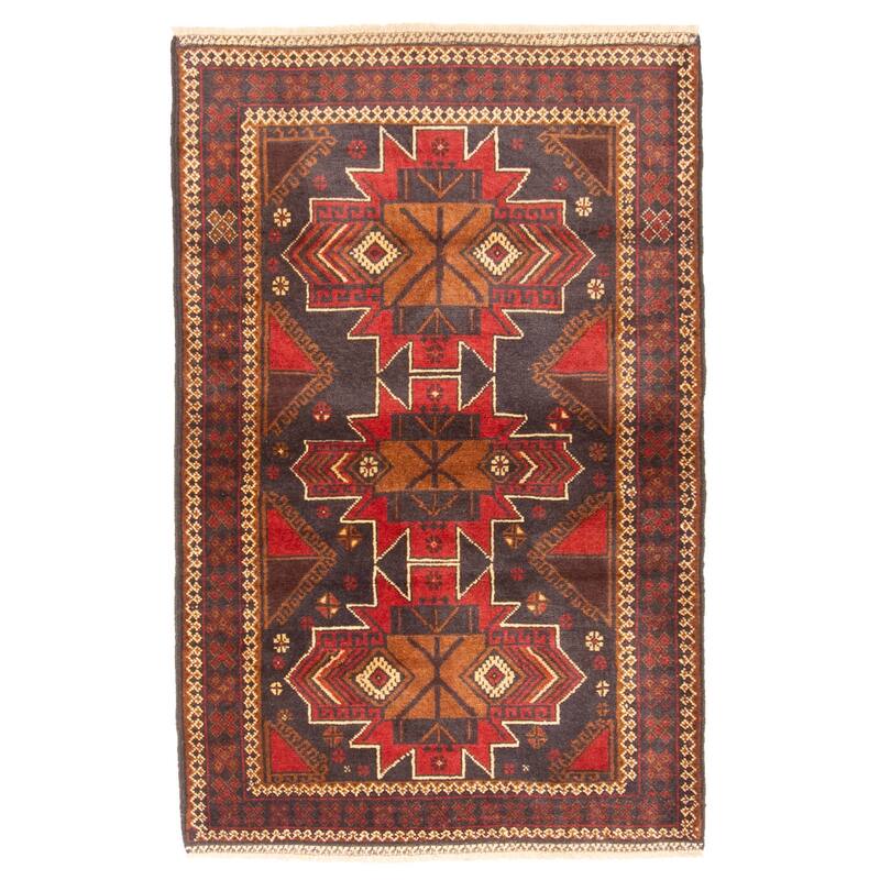 ECARPETGALLERY Hand-knotted Teimani Black Wool Rug - 3'0 x 4'7