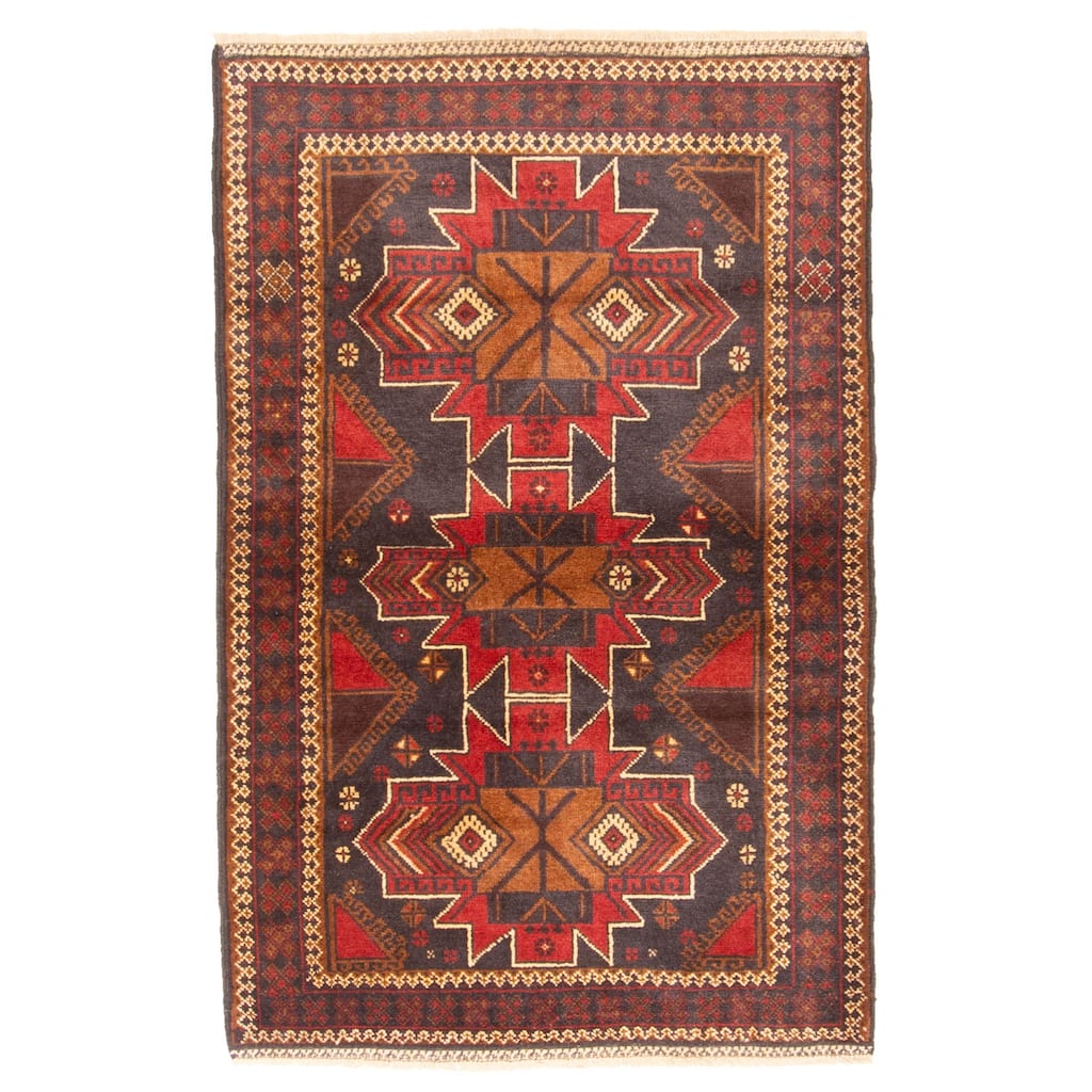 ECARPETGALLERY Hand-knotted Teimani Black Wool Rug - 3'0 x 4'7