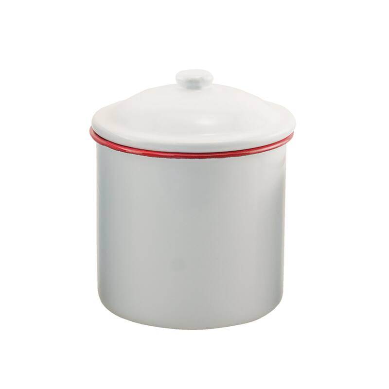 3/Set Red Rim Enamel Canisters