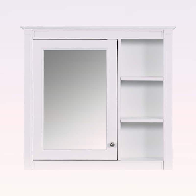 30'' x 28'' Wall Mounted Bathroom Storage Cabinet with Mirror,Modern Design,3 Open Shelves,Space-Saving and Stylish