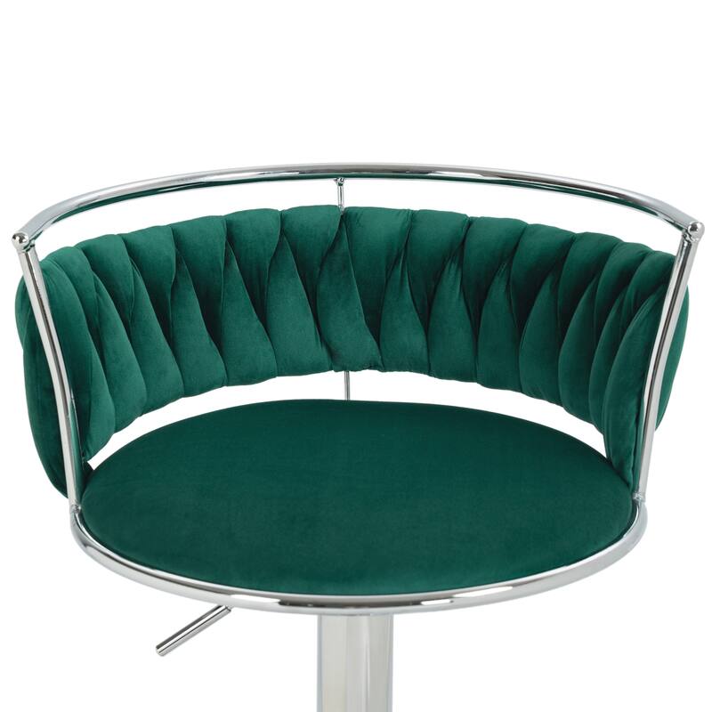 4 Set Velvet Adjustable Swivel Bar Stools With Backs